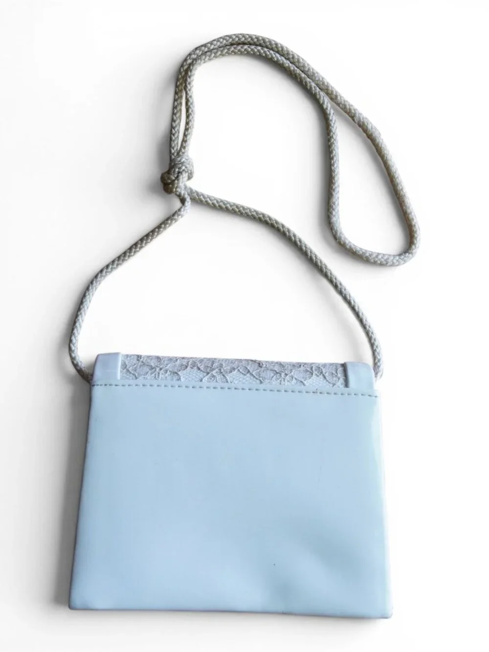 Girls White Vinyl Lace Mini Crossbody Bag Flower Girl